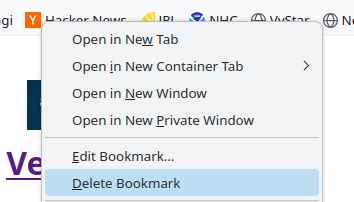 A picture of me deleting my Hacker News bookmark