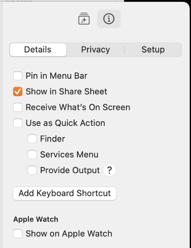 Adding the “Show in Share Pane” makes this work
